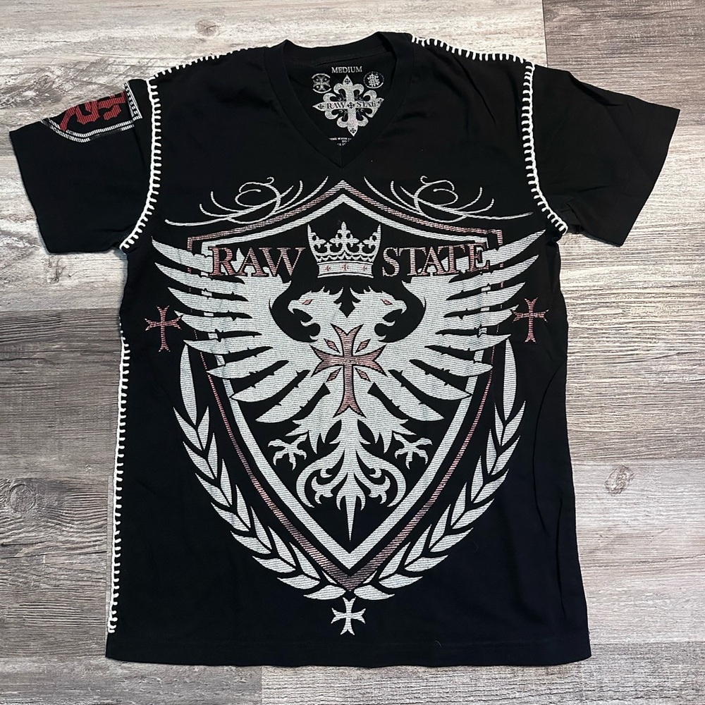 Black and White Eagle Graphic Short Sleeve Tee